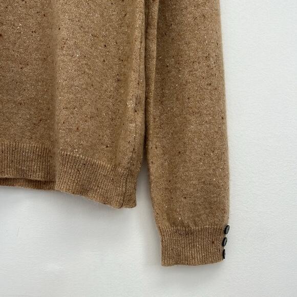 Brodie Cashmere Neutral Speckled Roll Neck Turtleneck Sweater Luxury Soft Large - Picture 9 of 13